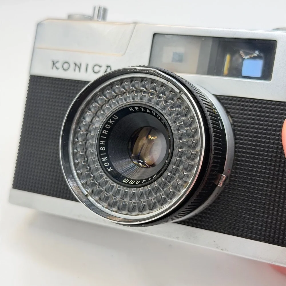 Konica EE-matic 35mm Film Camera Hexanon 40mm f2.8 Lens Shutter Vintage Tested
